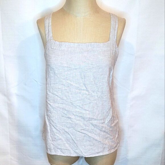 Loft Linen Blend Criss Cross Back Sleeveless Top Size 6 Petite - Picture 1 of 9